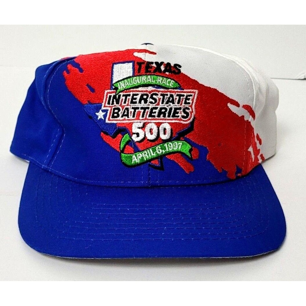TEXAS 500 INTERSTATE BATTERIES HAT CAP SNAPBACK 1997 LOGO 7 SPLASH NASCAR‎ NEW